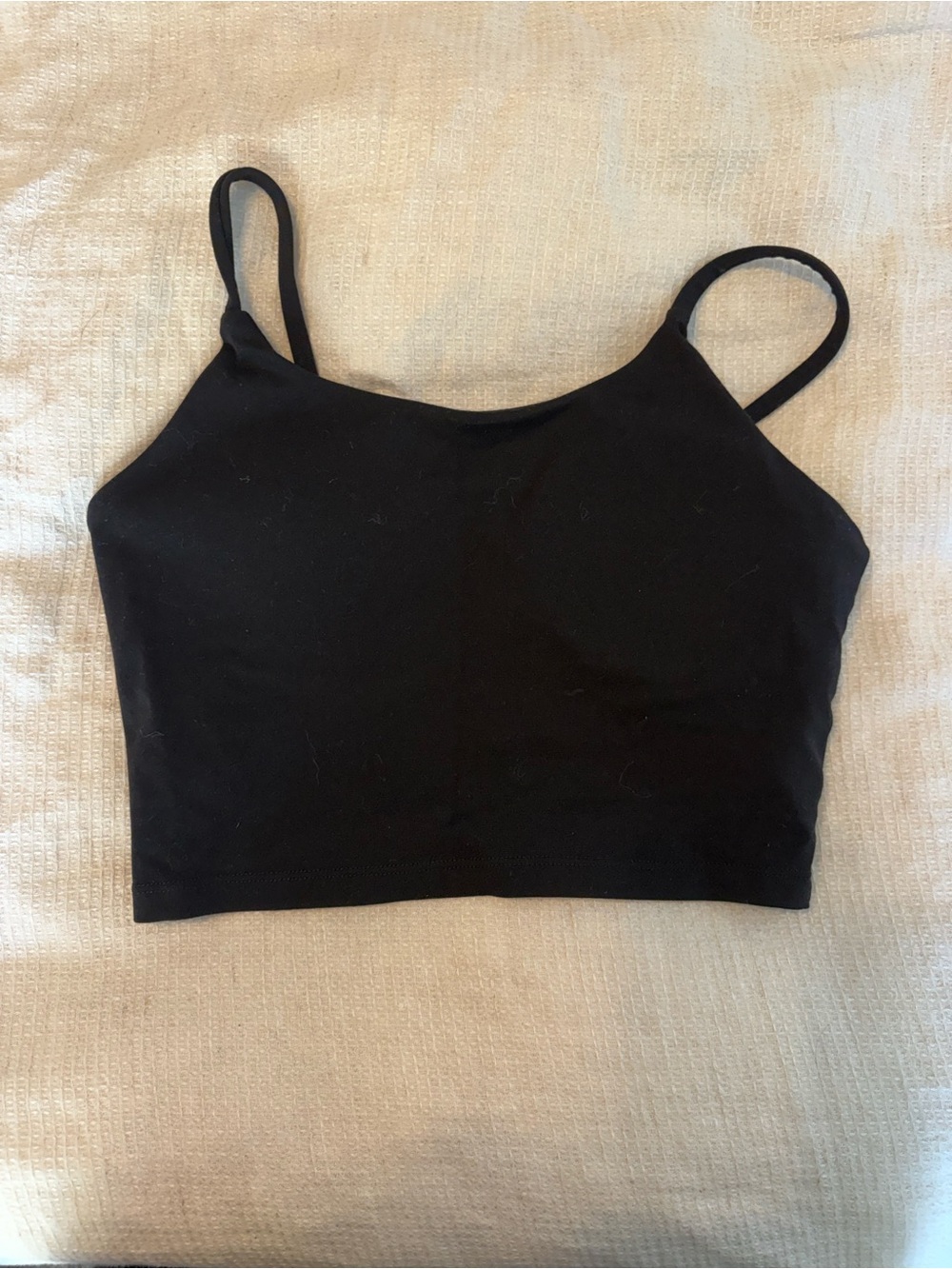 Black Cropped Athletic Tank Top with Spaghetti Straps